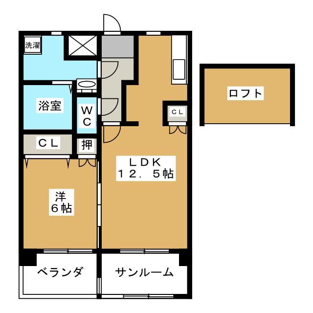 HR MANSION(1LDK/7階)の間取り写真