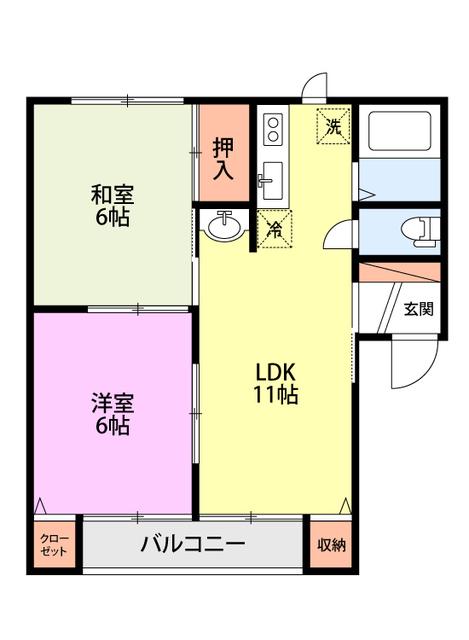 ロイヤル美里A(2LDK/2階)の間取り写真