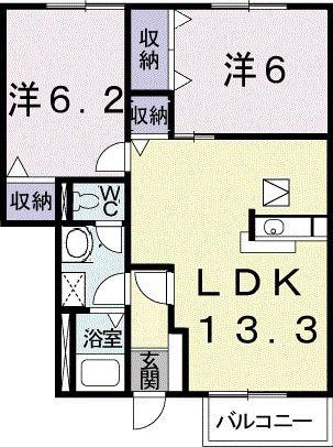 プラシード・カーサI(2LDK/1階)の間取り写真