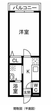 ハヤテ鏡(1K/2階)の間取り写真