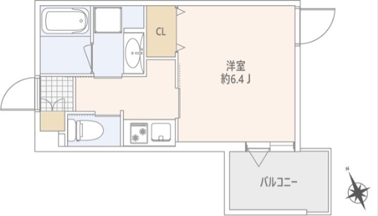 GRANDUO下北沢VIII(1K/2階)の間取り写真