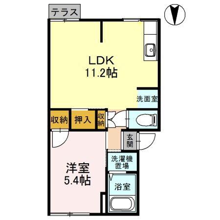 コーポ公手(1LDK/1階)の間取り写真