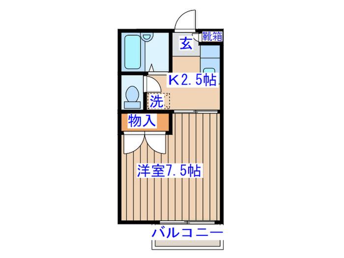 ネオファミーユ大和A(1K/1階)の間取り写真