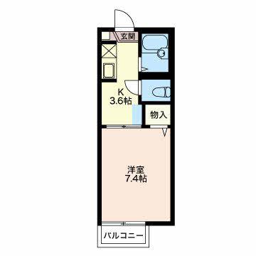 オアシス(1K/2階)の間取り写真