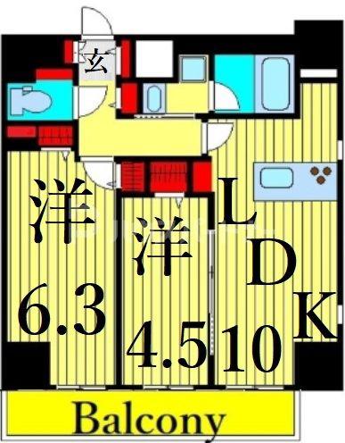 SAION町屋(2LDK/15階)の間取り写真