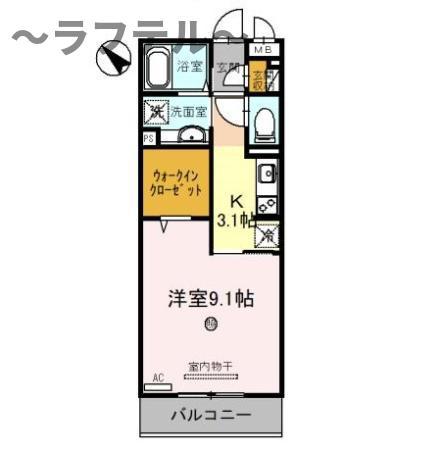 プレミール(1K/3階)の間取り写真