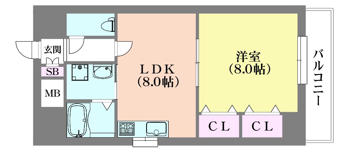 パシフィック神戸桜筋北館(1LDK/8階)の間取り写真