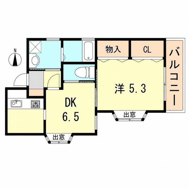 河村マンション(1DK/2階)の間取り写真