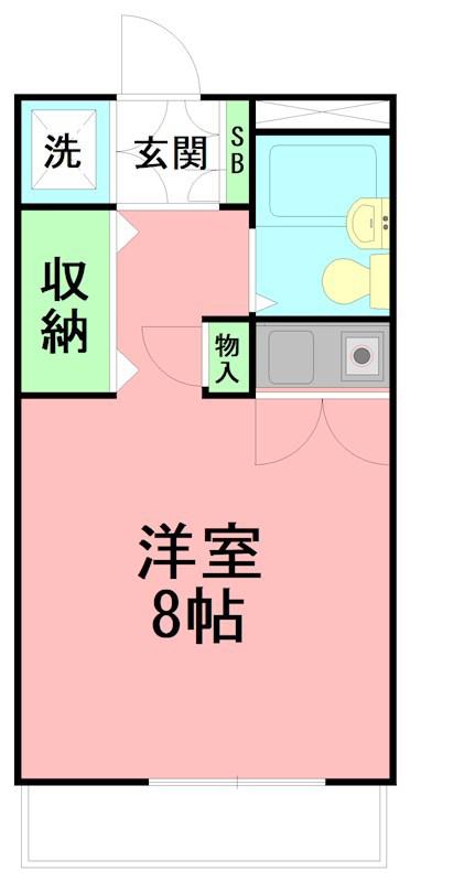 ハイツ山下(ワンルーム/1階)の間取り写真