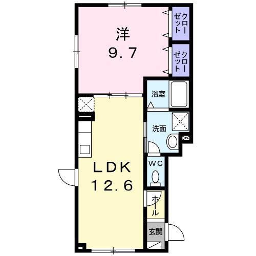 コートK(1LDK/2階)の間取り写真