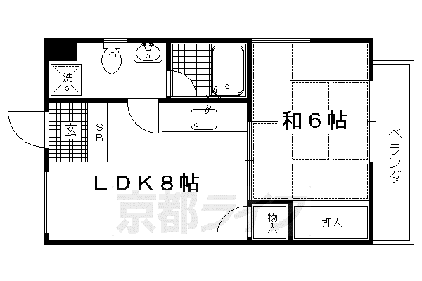 いしはら荘(1DK/1階)の間取り写真
