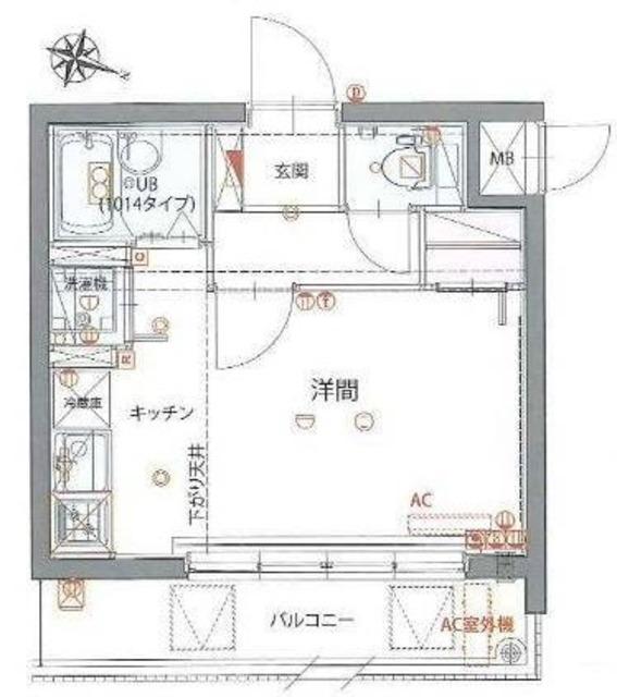 GENOVIA仲池上GREEN WALL(ワンルーム/3階)の間取り写真