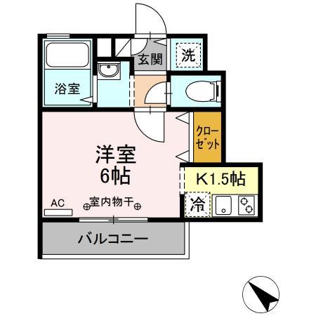 サンハウス中央(1K/1階)の間取り写真