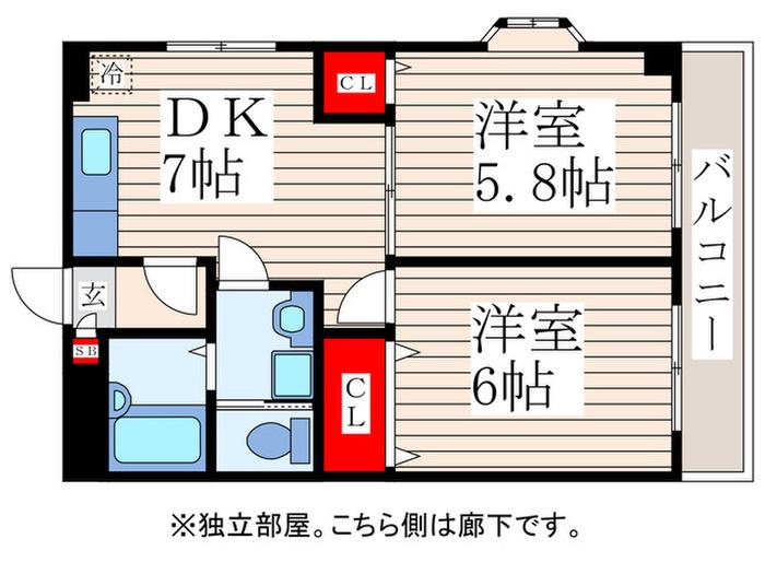 ガーデンコートII(2DK/4階)の間取り写真