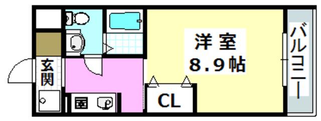 パストラル西中条(1K/1階)の間取り写真