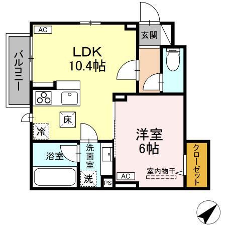 D-ROOM K&Y(1LDK/1階)の間取り写真
