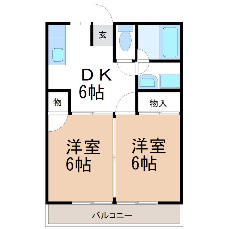 ジョイ91(2DK/1階)の間取り写真