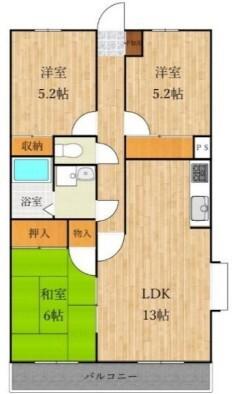 ミレニアム(3LDK/4階)の間取り写真