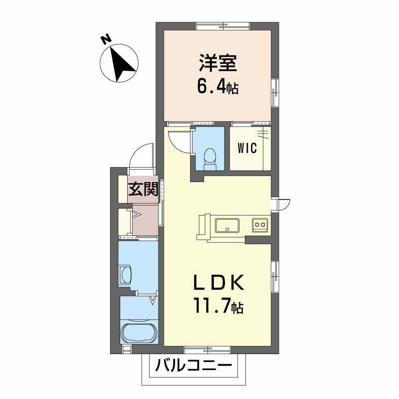 シャーメゾン本谷(1LDK/2階)の間取り写真