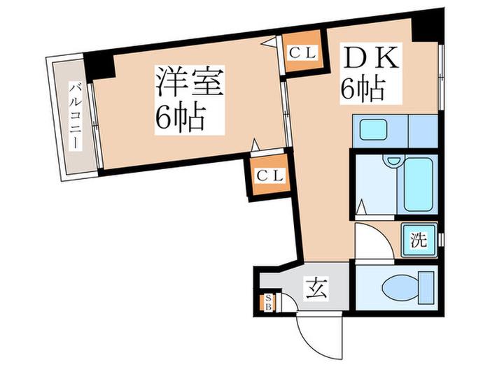 栄和ビル(1DK/3階)の間取り写真