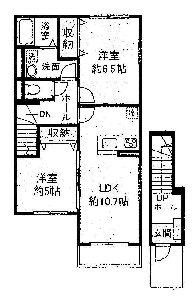 グランドハイム エクレールIII(2LDK/2階)の間取り写真