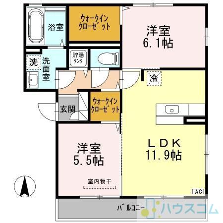 SIRIUS B棟(2LDK/3階)の間取り写真
