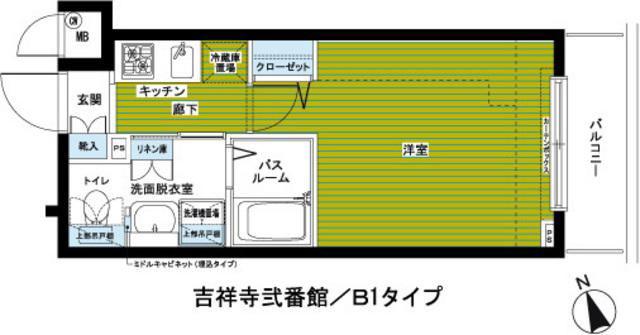 トーシンフェニックス吉祥寺弐番館(1K/4階)の間取り写真