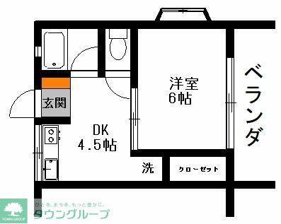 メゾンド中央(1DK/2階)の間取り写真