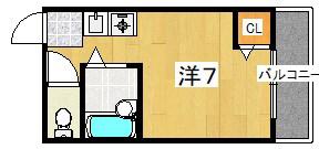 シャンテー牧野(ワンルーム/5階)の間取り写真