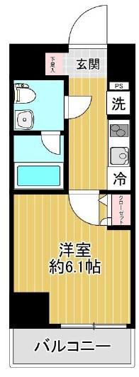 SHOKEN RESIDENCE横浜戸部II(1K/9階)の間取り写真