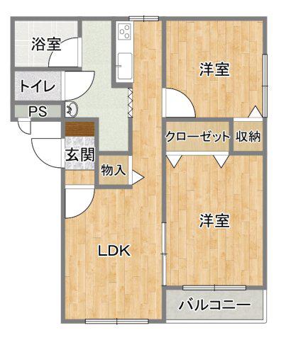 ヒーローマンション・リラ(2LDK/2階)の間取り写真