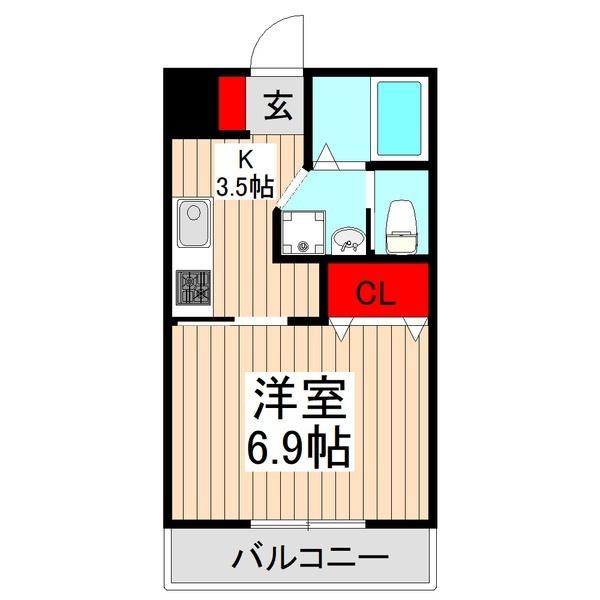 プライムガーデン朝霞台(1K/1階)の間取り写真