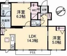 ミレーコラジオ 福田公園 B棟(2LDK/1階)の間取り写真