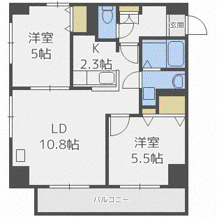 リシェール南郷通(2LDK/7階)の間取り写真