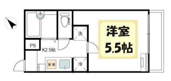 貸アパート 春日部市粕壁2丁目(1K/2階)の間取り写真