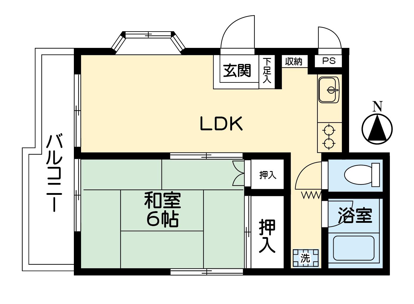 ハイツコスモス(1LDK/3階)の間取り写真