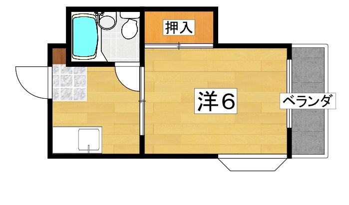 ディーム香里β(1K/2階)の間取り写真