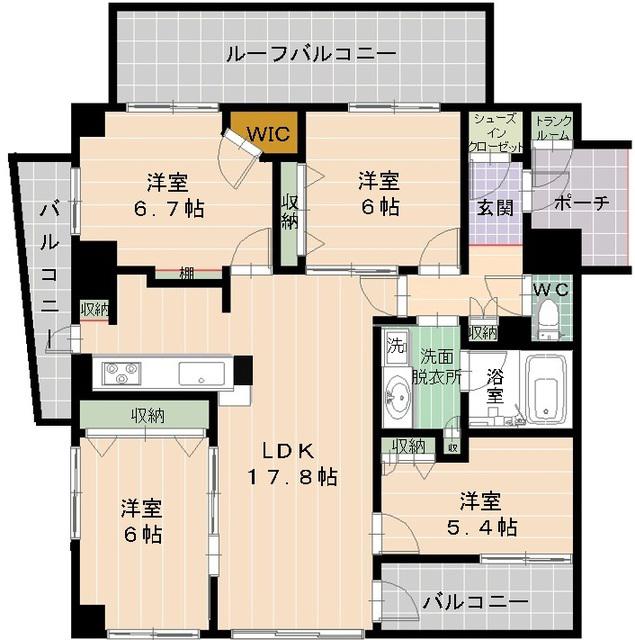 グランディア百道浜通(4LDK/4階)の間取り写真