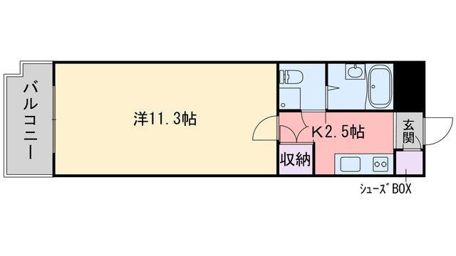 リュージュ飯倉(1K/4階)の間取り写真