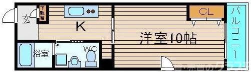 TKアンバーコート宿院(1K/2階)の間取り写真