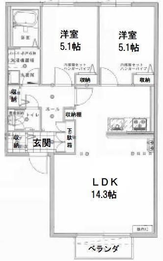 エスペランサ今市(2LDK/2階)の間取り写真