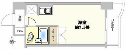 グローリア初穂東糀谷(1K/2階)の間取り写真