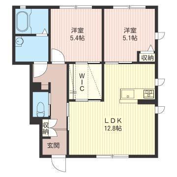 ベレッツァ(2LDK/1階)の間取り写真
