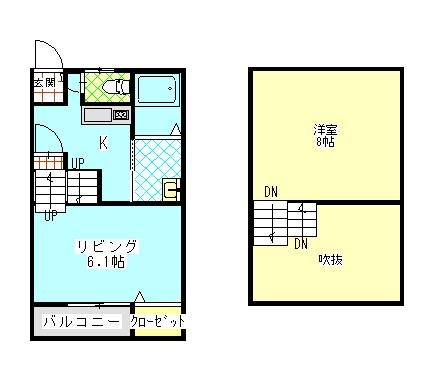 ＪＲ予讃線 伊予三島駅 徒歩25分 2階建 築8年(1K/2階)の間取り写真