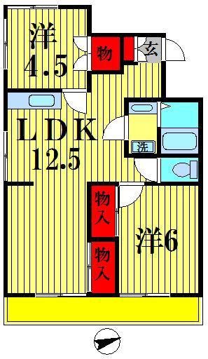 ブリックハイツ(2LDK/3階)の間取り写真