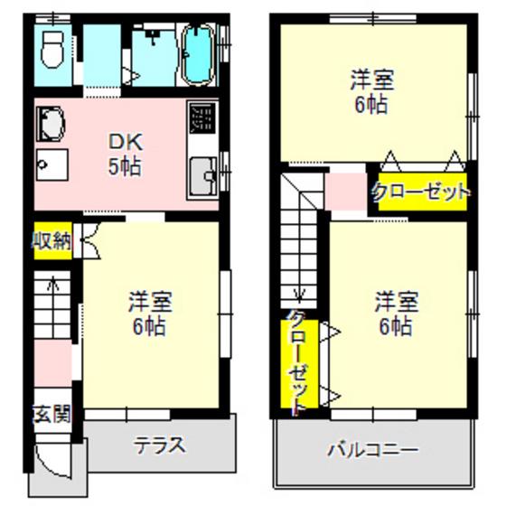 ハイツ関(3DK/1階)の間取り写真