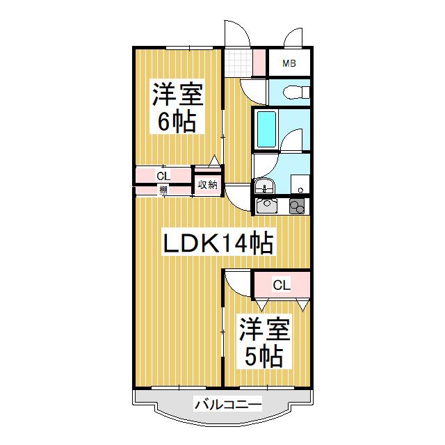 ボナール(2LDK/3階)の間取り写真
