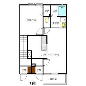 フォレットフォンティーヌB(1LDK/1階)の間取り写真