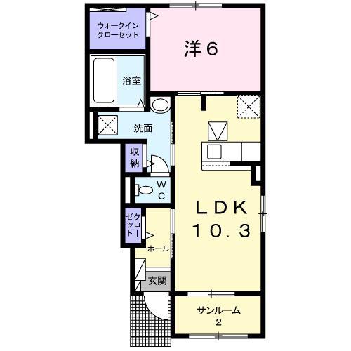 アルド-レII A(1LDK/1階)の間取り写真