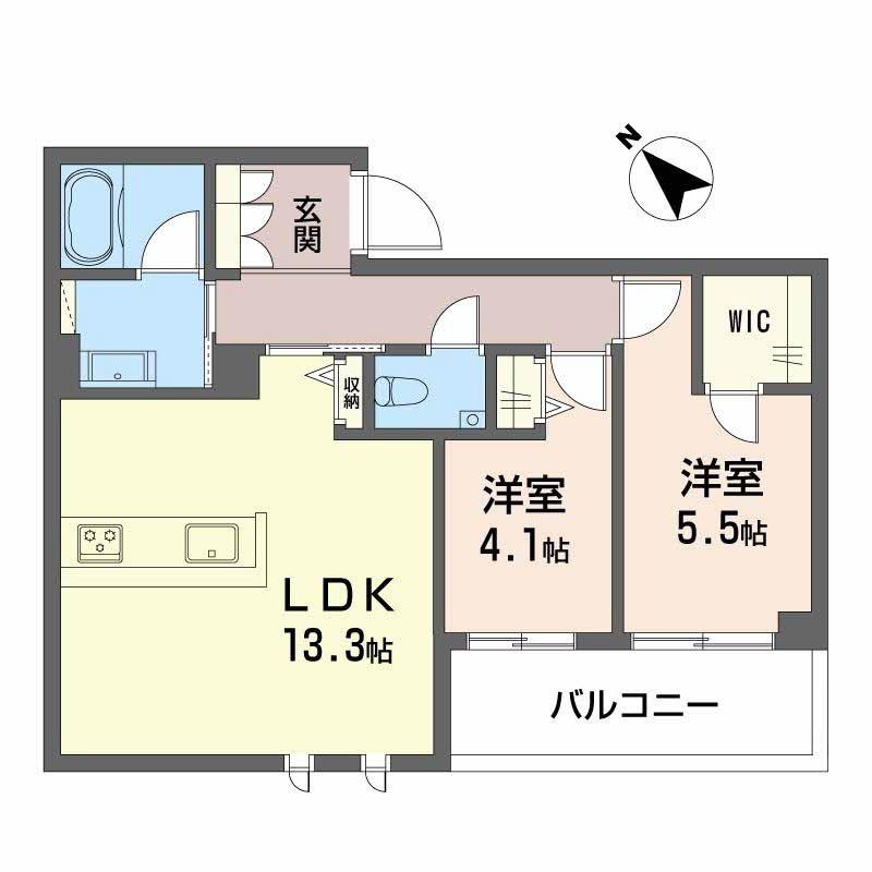 シャーメゾン トレゾール(2LDK/2階)の間取り写真